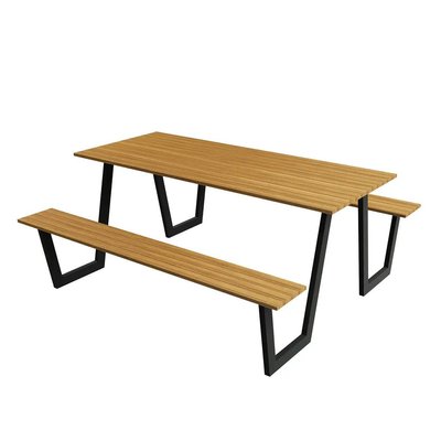 Вуличний стіл з лавками 76х167х177 см з металевого каркасу та дерева в стилі Loft 3907673 фото